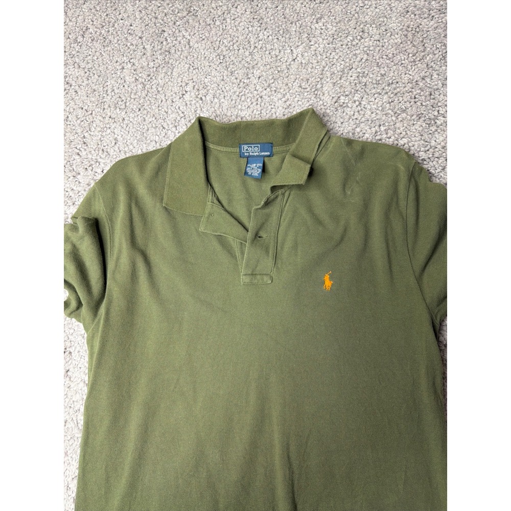 Polo Ralph Lauren Kids XL18-20 Olive Green Short Sleeve MeshPoloShirtOrange Pony